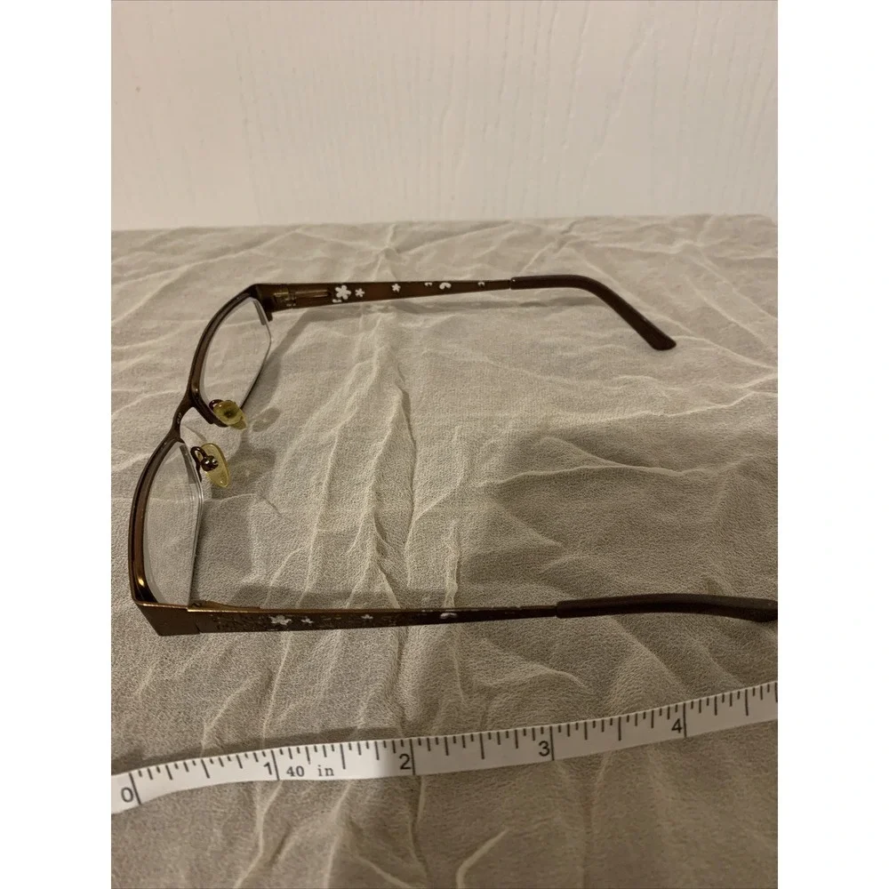 chelsea morgan eyeglasses Frames Woman's Metal Brown Flower Cut Backs EUC